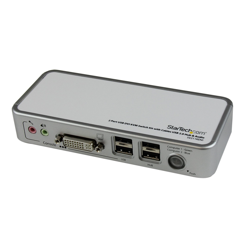 StarTech SV211KDVIGB 2 Port USB DVI KVM Switch with Audio & Cables